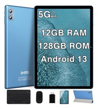 10 Tablet 12GB RAM+128GB ROM 1TB TF, 5G WiFi, GPS, BT5.0, 6000mAh Battery- Blue