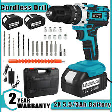 18V Cordless Drill Combi Driver High Power Electric Screwdriver Set + 2X Battery