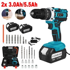 2 Battery 18V Cordless Drill Combi Driver High Power Electric Screwdriver Set