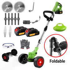 21V Electric Cordless Grass Trimmer Strimmer Garden Edger Cutter with 2 Battery