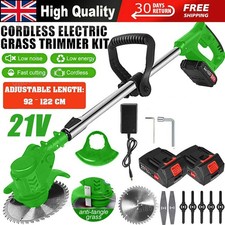 21V Electric Cordless Grass Trimmer Strimmer Garden Edger Cutter with 2 Battery