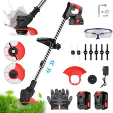 24V Cordless Strimmer Grass Trimmer Electric Tree Garden Weed Cutter +2 Battery