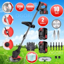 2Battery 24V Cordless Strimmer Grass Trimmer Electric Tree Garden Weed Cutter UK