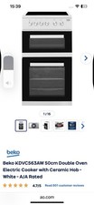 Beko KDVC563AW 50cm Double Oven Electric Cooker with Ceramic Hob - White - A/A