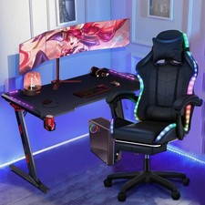 Gaming Chair Massage Computer Chair with Footrest and Lumbar Swivel PC Chairs