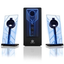 GOgroove BassPULSE 2.1 LED Satellite Stereo PC Computer Gaming Speakers with