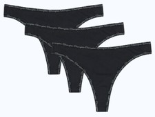CHAMPION Sleek Microfiber 3 Pack Black Thong Panty Womens Sz S 5 L 7 XL 8 CH46M3