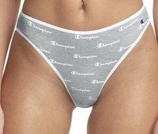 CHAMPION Thin Waistband Logo Grey Cotton Heritage Thong Panty Women S M L XL 2XL