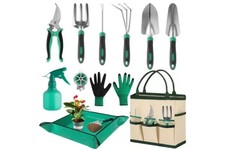 CAKKVDE 12 Piece Gardening Tools Set with Storage Bag, Heavy Duty Stainless Stee