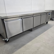 Counter Fridge 4Door Low Chef Base 262L Stainless Kitchen Commercial Catering...