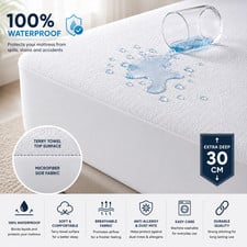 100% Waterproof Mattress Protector Fitted Sheet Terry Mattress Topper Bed Cover