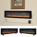 2023 Electric Wall Mounted LED Fireplace 9 Colour Free Standing Black 50 60 Inch