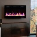 2026 TRUFLAME™ 36 INCH WIDE LED FLAMES BLACK GLASS WALL MOUNTED ELECTRIC FIRE
