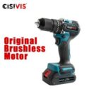 21V Cordless Brushless Drill 2 Battery High Power Screwdriver for Makita Battery