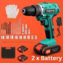 21V Cordless Combi Drill Electric Hammer Powerful Driver Screwdriver Battery