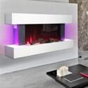2KW Wall Mounted Electric Fire Fireplace Heater LED Flames Remote &Wifi Function