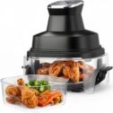 4.5+4.5L Portable Glass Air Fryer 4 Functions 2x Removable Glass Containers&Lids