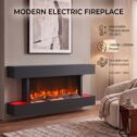 52" Electric Fireplace Wall Mounted LED Fire Modern Mantle 12 Color Flame & WIFI