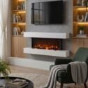 52" Wall Mounted Electric Fire LED Fireplace 12 Color Fire Flame & WIFI Function