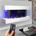 52'' Wall Mounted Electric Fireplace Log Effect 7 LED Fire Surround with Remote