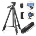 53" 136cm Travel Tripod For Phone Camera 1/4" Screw Mount Carry Bag & Remote
