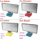72 Bead Car LED Work Light Flashlight Torch For Milwaukee 18V 20V Li-ion Battery