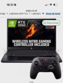 Acer V15 15.6in Ryzen 5 8GB 512GB SSD RTX 2050 Black + Controller Bundle