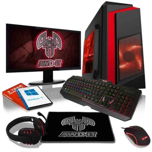 ADMI Gaming PC Package | AMD Ryzen 3 3200G Quad Core Vega 8 Graphics | 1TB HDD & 16GB RAM | F3 Red Case | 300mbps WiFi | Windows 10