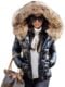 Aox Women Winter Faux Fur Hood Down Coat Lady Thicken Puffer Slim Zipper Jacket Parka