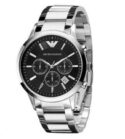 AR2434 Emporio Armani Silver Steel Genuine Mens Watch Black Dial