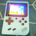 Blue Handheld Retro Game Console System with Screen, Micro USB Connectivity