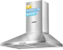 COMFEE' 60 cm Chimney Cooker Hood Stainless Steel Extractor Hood with LED and