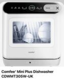 COMFEE Table Top Dishwasher Mini Tabletop Dishwasher 6L Built-in Water Tank