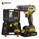 Cordless Hammer Drill Set 21V Impact Drill Driver and Screwdriver with 2 Battery