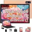 DQMAKZ 2025 Newest Tablet 10 Inch Android 14, 22GB RAM+128GB ROM, ROSE GOLD