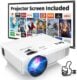 DR.Q HI-04 Projector with Projection Screen 1080P Full HD Supported, Upgraded 6500 Lumens Video Projector Compatible with TV Stick PS4 HDMI USB