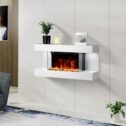 Electric Fireplace 82cm Remote Control LED Log Fire Complete Modern Mantle