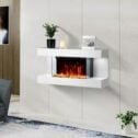 Electric Fireplace 82cm Remote Control LED Log Fire Complete Modern Mantle