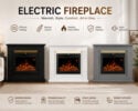 Electric Fireplace Remote Control LED Log Fire Complete Modern Mantle
