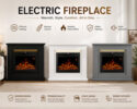 Electric Fireplace Remote Control LED Log Fire Complete Modern Mantle