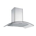 electriQ 60cm Curved Glass Chimney Hood - Stainless Steel EIQCURV60EN