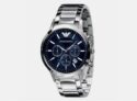 Emporio Armani AR2448 Blue Dial Chronograph Date Steel 43mm 50m Box Papers