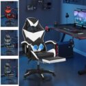 Gaming Chair Massage Computer Chair with Footrest and Lumbar Swivel PC Chairs