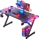 Gaming Desk witn LED RGB, Computer Table with Cup Holder & Headphone Hook