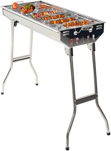 GRANDMA SHARK BBQ Grill | Stainless Steel Barbecue Grill with Stand | Foldable & portable outdoor charcoal BBQ | suitable for 5-10 People
