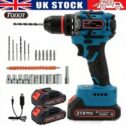 Heavy Duty 21V Brushless Cordless Drill Driver Impact 2 Battery Screwdriver Set