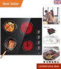 Hobsir Ceramic Hob with Knobs, Built-in Electric Cooker Hob 4 Burners 60 cm |...