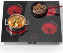 Hobsir hob Ceramic Hob 60 cm Electric Hob 4 Zone with Touch Control 6600W, Dual