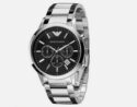 Hot Emporio Armani AR2434 Men Watch Stainless Steel Chronograph Black Dial UK