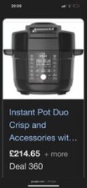 Instant Pot Duo Crisp Ultimate Lid 6.2L Pressure Cooker & Air Fryer - Black